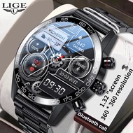 LIGE Original 360 AMOLED HD Screen Smart Watch For Men Bluetooth Calling Sport Business 100+Dials Waterproof Smartwatch+Box