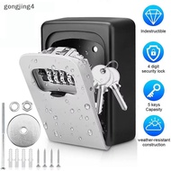 [gongjing4] Metal Material Password Lock Storage Box Outdoor Waterproof Wall Mount 4 Digit Password 