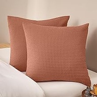 PHF Ultra Soft Waffle Weave Euro Shams Pillow Covers, No Filling, 2 Pack 26" x 26" Bed Cushion Cover