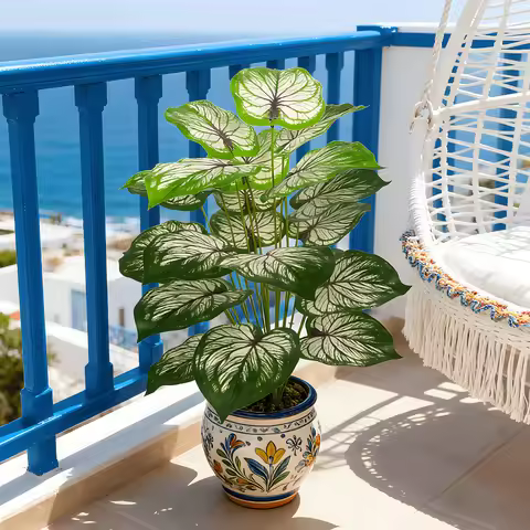 1PC Artificial Plant Water Lotus Leaf 2026 Spring Green Plant 24 Large Leaves Perfect for Outdoor De