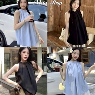 Mini shop (60148-1) Sleeveless Shirt Round Neck Light And Bright Colored Fabric Easy To Wear Korean 