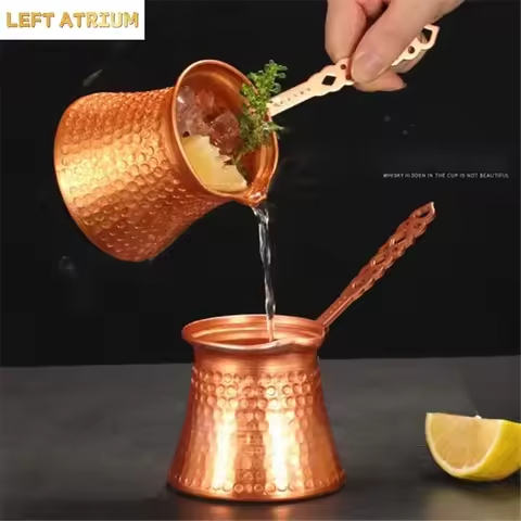 Turkish Coffee Pot Hand Hammered Copper Drip Coffee Maker Cezve Ibrik Milk Thermos Cup Mocha Pot Bra