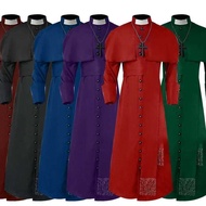 Black Roman Green Priest Cassock Robe Catholic Church Religious Clothes Outfit For Unisex Role Play