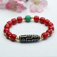Qichangtang Genuine Nine-Eyed Dzi Beads Glass Barrel Beads Bracelet Agate Bracelet Jewelry diy Jewel