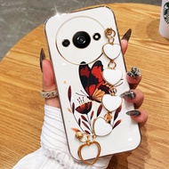 YBD Phone Case For Redmi A3 A3X Xiaomi POCO C61 4G Electroplated Lens Full-wrap LOVE Colorful Butter