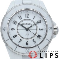 二手香奈兒 J12 手錶，33 毫米，H5698，帶保修，白色陶瓷，拋光，狀況極佳。