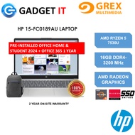 HP 15-FC0189AU LAPTOP (RYZEN 5 7530U,16GB,512GB SSD,15.6"FHD RADEON GRAPHICS,WIN11)FREE BACKPACK + O