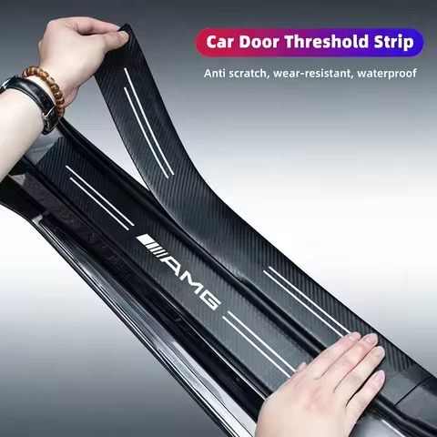 1/4/5Pcs Car Door Sill Scuff Plate Decor Carbon Fiber Stickers For Mercedes Benz AMG A B C W203 W204