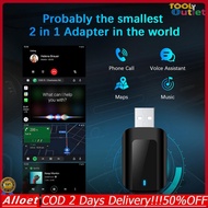 [ToolOutlet]2in1 Mini Wired to Wireless CarPlay & Android Auto Adapter เข้ากันได้กับรถยนต์ 99% พร้อม