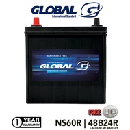 GLOBAL NS60R (Small + F.O.C Adapter) 48B24R/48B24RS & 50B24R (Bateri Kereta Kering) For Proton Saga,
