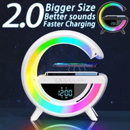 Night Light Speaker Alarm Clock G Shape LED Wireless Charging Speaker Timer Alarm Clock Color Changing Wireless aicn1sg