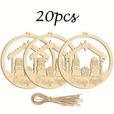 Jesus Birth Wood Pendant Vintage Nativity Scene Decorations Indoor Outdoor Craft Hanging Ornaments f