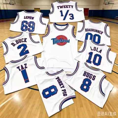 Trillest Space Jam Bugs 1 Lola 10 Murray 22 TAZ D.Duck 2 White Tune Squad Basketball Jersey Men Clot
