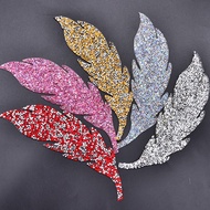 [Ready Stock Real Shot Leaf Hot Diamond Hot Stamping One Piece] Yellow Silver Creative Rhinestone Le