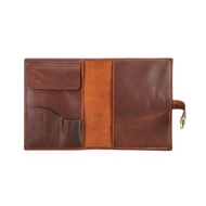 【ZU store】 Genuine Leather Book Cover Sleeve Protector with Pen Holder Business Notepad Notebook Boo