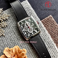 [Original] Alain Delon AD473-1332C Chronograph Men's Watch with Black Dial Black Genuine Leather | O