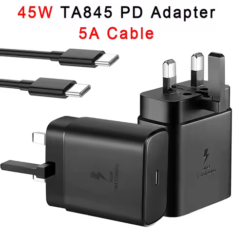Samsung 45W Super Fast Charger UK Plug Adapter With 5A Type C Cable For Galaxy Z Fold 6 5 4 3 S25 S2