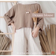 DEXANI BLOUSE / Women's Rayon Crinkle Blouse / Contemporary Plain Crop Top Shirt