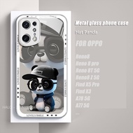 เคส OPPO Reno8Z Reno8T 8Z 8Pro 5G หมวกน่ารัก FindX5Pro เคสโทรศัพท์แก้วลายหมีแพนด้า Reno6Pro/Reno5/A78 5G