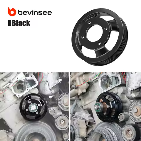 BEVINSEE Water Pump Pulley For BMW E46 E39 E60 E61 E38 E65 X3 E83 X5 E53 Z4 E85 E86 Z3 325i 330i 328