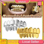 6/6 Teeth Hip Hop Teeth Grillz Gold Plated Fake Teeth Grillz Halloween Cosplay Exaggerated Tooth Dec