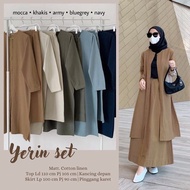 Yerin Set Rok + Atasan 2in1 Bahan Katun Linen LD 110cm Dress Terbaru 2022 Gamis Kondangan Set Rok