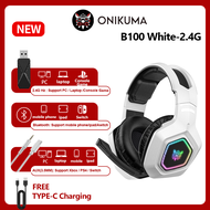 Onikuma B100 ชุดหูฟังสําหรับเล่นเกมหูฟังสามโหมด Bluetooth 5.3/2.4G/AUX 3.5 มม.