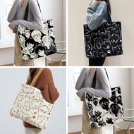 Biubiu Cat Totebag Abstract Motif Aesthetic Cat Canvas