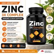 Zinc 3X Complex Capsules with Copper Biotinate Vitamin B6 Chelated Zinc Supplement 60s
