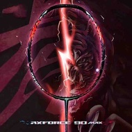 [LOGO PAINTED] Axforce 90 Badminton Racket Blue, Red Full Carbon Pre-Stretched Max 13kg + Handle and