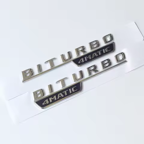 QA 14cm 2017 Flat Letters Biturbo 4matic 4matic+ Underline Badge Car Emblem C43 E43 GLE43 GLC43 GLE5