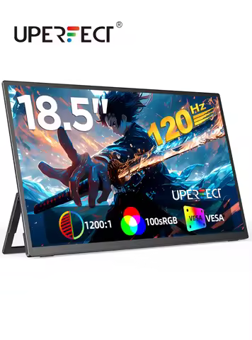 UPERFECT 18.5" 120Hz Portable Monitor 100% sRGB 1080P FreeSync IPS Speakers USB C Mini HDMI Gaming D