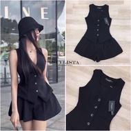 งานป้าย Stylista (เช็คของก่อนสั้งซื้อ) set 2ชิ้นเสื้อเชิ้ตแขนกุดคอวี