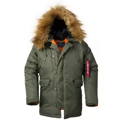 Winter N3B puffer jacket men long canada coat military fur hood warm trench camouflage tactical bomb
