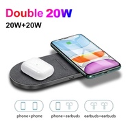 2 in 1 Dual Wireless Charger 40W For Smartphones Earpods with Qi Enabled Double Fast Charging