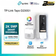 TP-Link Tapo D230S1 2K 5MP Wireless Smart Battery Video Doorbell Wifi IP64 Color Night Vision
