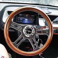 Nardi ND復古桃木方向盤賽車改裝 普桑旅鈴木拉達捷達北斗星實木平面14寸 OMP方向盤 MOMO桃木方向盤