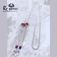 Kr silver สร้อยคอเงินแท้ งานลงยาสีแดง