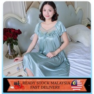 🐹 Ready Stock Malaysia 🐹 Women * Plus Size * Women Size Besar Satin Pyjamas Nightdress