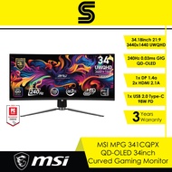 MSI MPG 341CQPX QD-OLED 34.18" Curved Gaming Monitor - 240Hz/0.03ms/HDMI x2/DP x1/Type-C/OLED