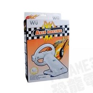 【二手商品】任天堂 WII WIIU 副廠 白色 賽車方向盤 方向盤 帶底座 動力回饋 吸盤 不含手把 【台中恐龍電玩】