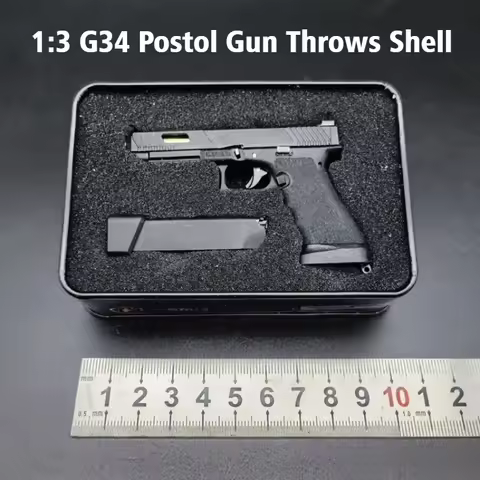 Newest Alloy Empire 1:3 GLK G34 G17 Pistol Gun Keychain Throw The Shell Keychain Model Ornament PUBG