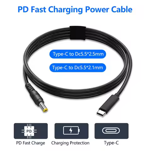 PD65W 20V 3A USB Type C to DC5525 DC5521Power Cord Charging Cable Converter Wire 1.5m for TS100 PINE