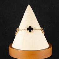 Vintage Alhambra 中號五花手鏈 新扣 18K黃金/縞瑪瑙 S-M碼 黃金