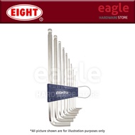 Eight TLS-9 9 Pcs 1.5 - 10mm Chrome Taper Head Extra Long Hex Key Wrench