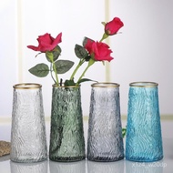 Nordic Light Luxury Glass Vase Glacier Pattern Gold Painting Creative Simple Hydroponic Vase Living Room Decoration Flow