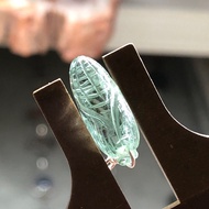 精品近全淨 湖水綠肥粟米 回紋單珠 天然碧璽 碧璽水晶 水晶 雕刻 碧璽 飾物