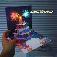 JUNYUE88WL Happy Birthday Card, Musical and Light Blowable Led Candle 3D Popup Greeting Card, Birthd