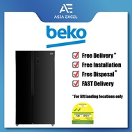 BEKO GNO563E40HFGSG 563L BLACK GLASS SIDE BY SIDE INVERTER REFRIGERATOR