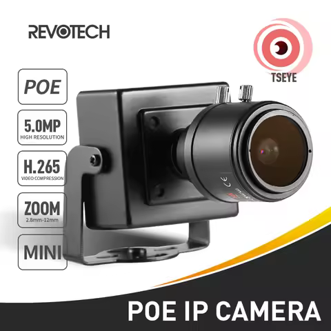 Revotech 5MP IP Camera 2.8-12mm Manual Zoom Lens Indoor Mini Type H.265 POE HD Security CCTV System 